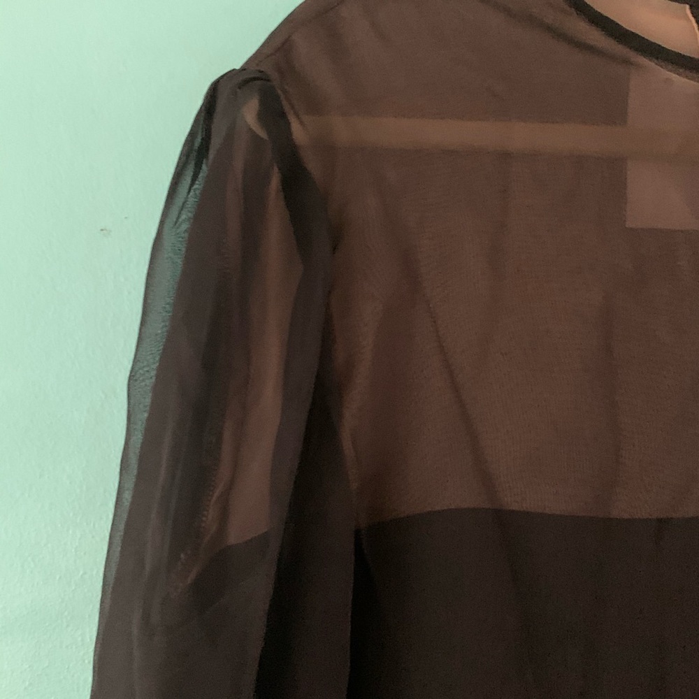 VTG David Hayes Black Sheer Silk Blouse 14 - Picture 4 of 8